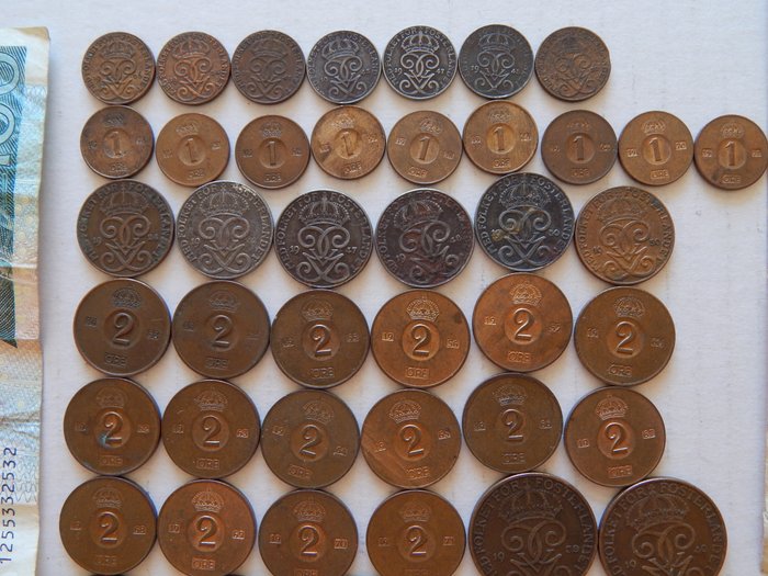 Sverige. A Lot of 87x Swedish Coins and Banknotes, including Silver  (Ingen mindstepris)