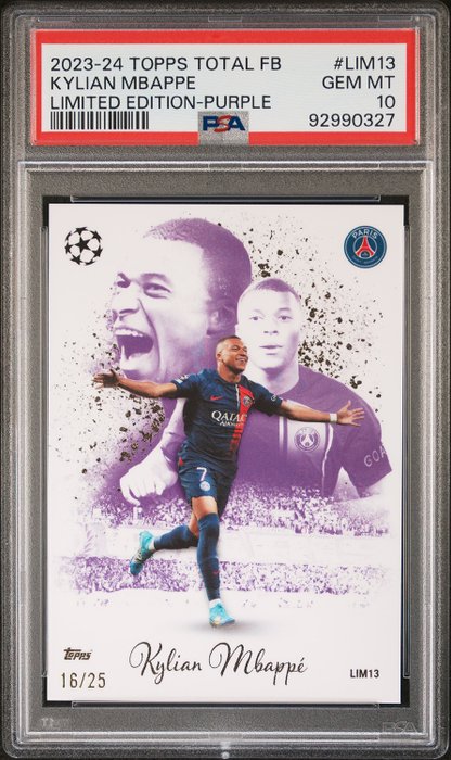 2023/24 Topps Total Football Kylian Mbappé #LIM13 Limited Edition - Purple /25 PSA 10 Graded card