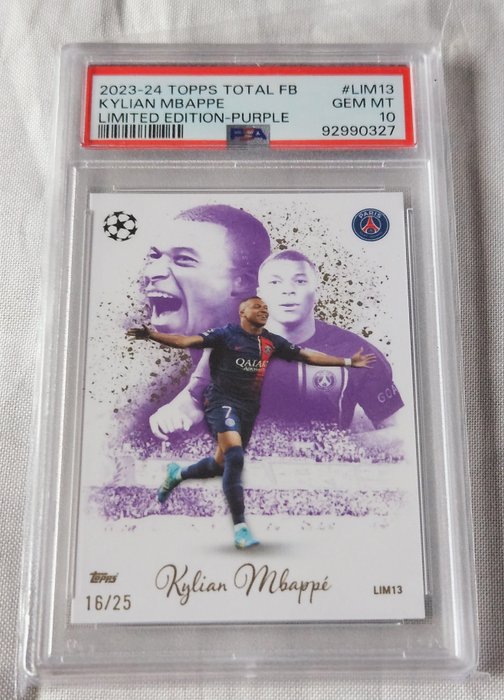 2023/24 Topps Total Football Kylian Mbappé #LIM13 Limited Edition - Purple /25 PSA 10 Graded card