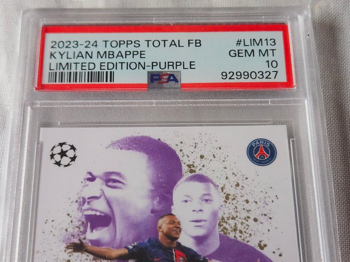 2023/24 Topps Total Football Kylian Mbappé #LIM13 Limited Edition - Purple /25 PSA 10 Graded card