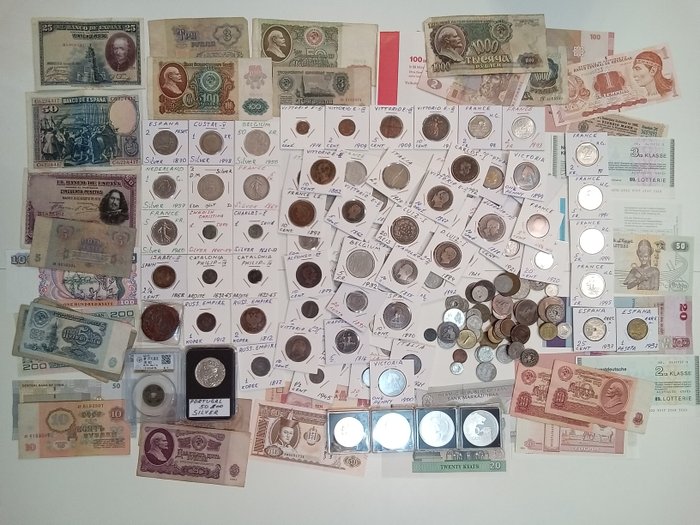 Verden. Collection of coins and banknotes 621 - 1960s  (Ingen mindstepris)