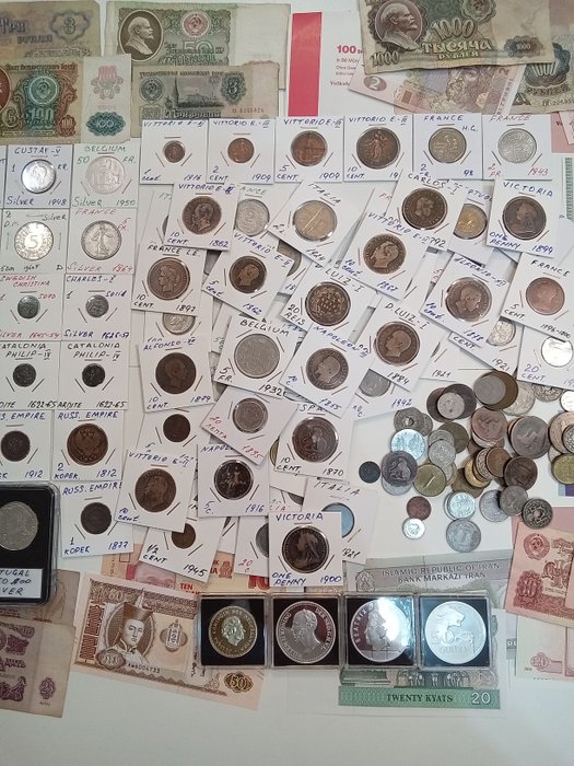 Verden. Collection of coins and banknotes 621 - 1960s  (Ingen mindstepris)