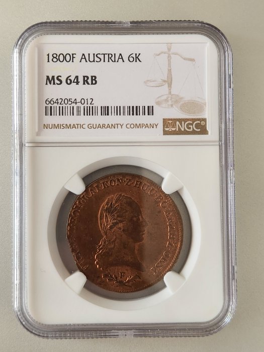 Østrig. Franz II. (1792-1806). 6 Kreuzer 1800-F, NGC Graded MS64 RB