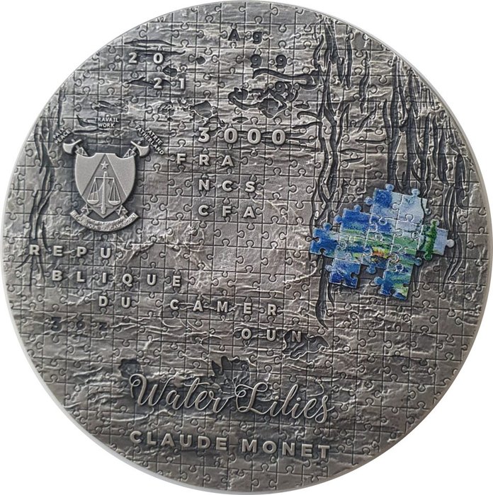 Cameroun 3000 Francs 2021 Claude Monet - Water Lilies 3 Oz (999)