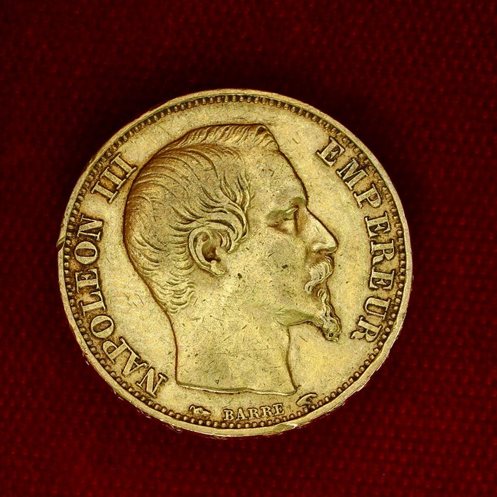 6,45 grams - Guld 900 - 20 Francs Napoleon III - Præget bar