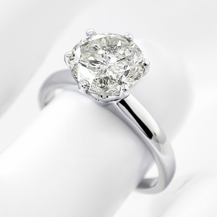 Ring - 14 karat Hvidguld -  2.01ct. tw. Diamant (Natur)