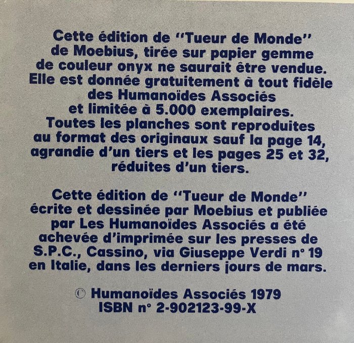 Moebius - Tueur de Monde - C + jaquette - 1 Album - Begrænset udgave - 1979