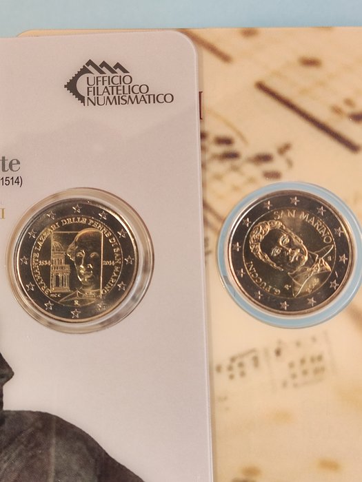 San Marino. 2 Euro 2014 "Bramante" + "Puccini" (2 monete)  (Ingen mindstepris)