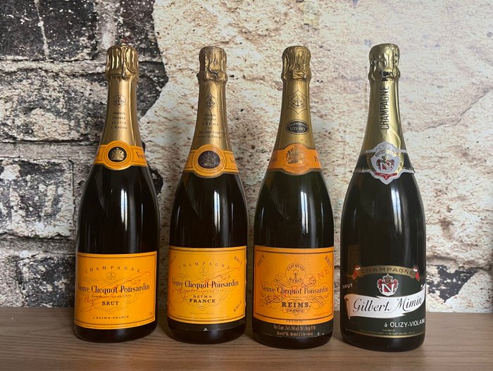 Veuve Clicquot,  Gibert Mimin - Champagne Brut - 4 Flasker (0,75 L)