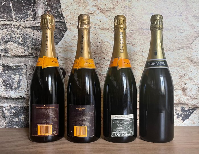 Veuve Clicquot,  Gibert Mimin - Champagne Brut - 4 Flasker (0,75 L)