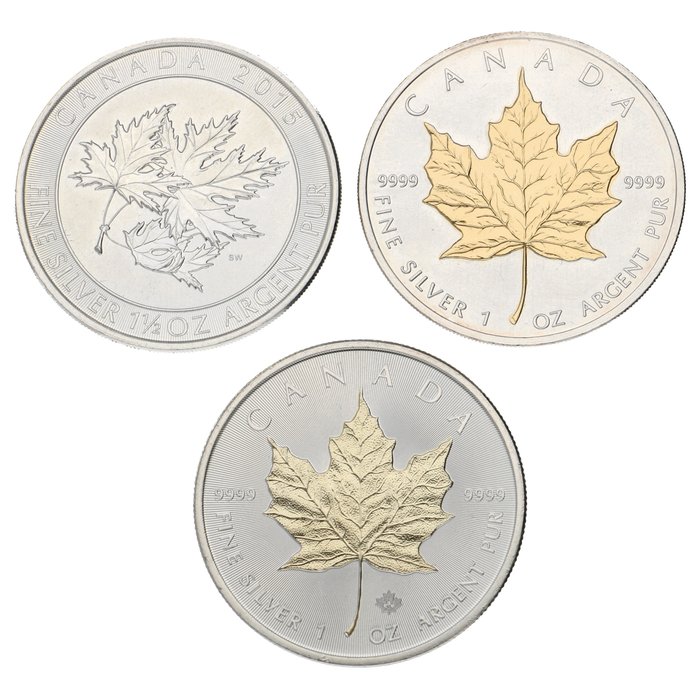 Canada 5 Dollars / 8 Dollars 2006/2016 "Maple Leaf" 1 Oz + 15 Oz (999)  (Ingen mindstepris)