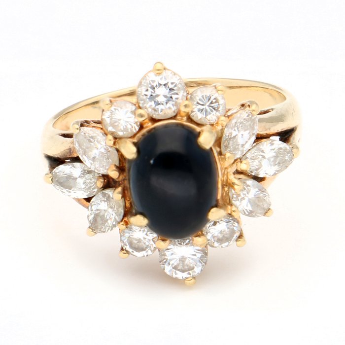 Ingen mindstepris - Ring - 18 kraat Gulguld -  0.80ct. tw. Diamant (Natur)  - Onyx