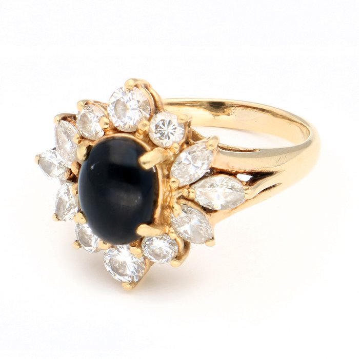 Ingen mindstepris - Ring - 18 kraat Gulguld -  0.80ct. tw. Diamant (Natur)  - Onyx