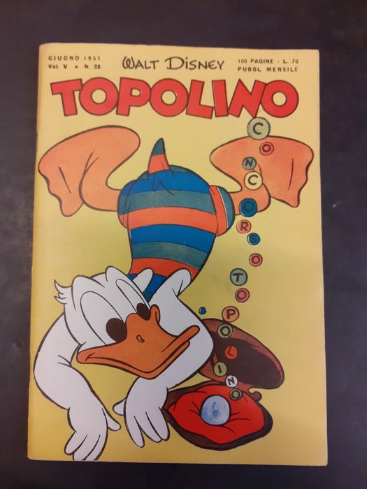 Topolino N. 28 - Giochi non compilati + bollino club + bollini motta, - 1 Comic - Første udgave - 1951