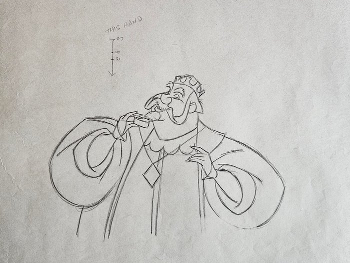 Walt Disney Studios - Original animationstegning - Sleeping Beauty - King Hubert - 1959