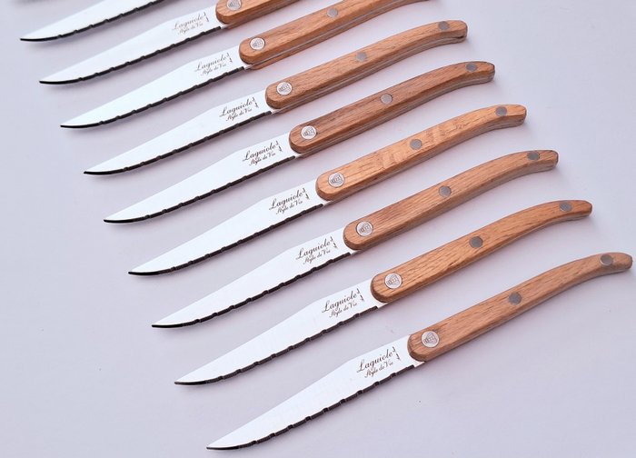 Laguiole - 12x Steak Knives - Oak wood - style de - Bordknive sæt (12) - Rustfrit stål