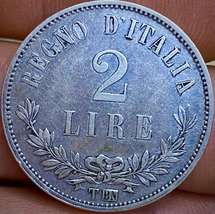 Italien, Kongerig Vittorio Emanuele II. 2 Lire 1863 Torino "Valore" - contorno FKRT