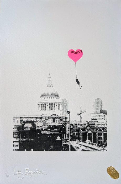 Steve LAZARIDES (1969) - Banksy Girl with Balloon (inflatable) - Steve Lazarides,  print 38/50, thumb print