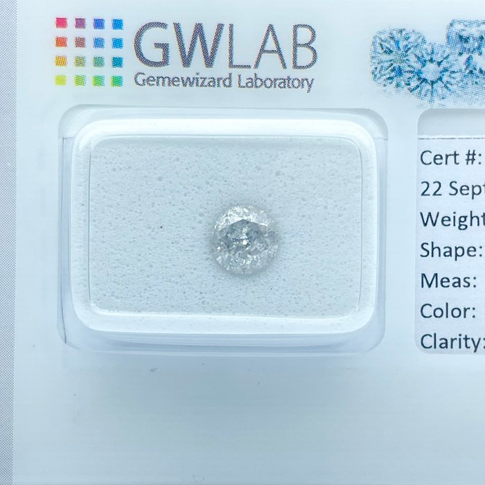 Ingen mindstepris - 1 pcs Diamant  (Natur)  - 0.63 ct - Rund - E - I2 - Gemewizard Gemological Laboratory (GWLab)