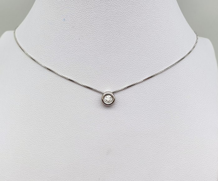 Choker halskæde - 18 kraat Hvidguld -  0.25ct. tw. Diamant (Natur)