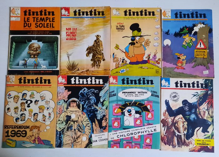 Tintin (magazine) - Le Temple du Soleil - publication complète Belvision + dossier - 20 Tal - Første belgiske udgave - 1969/1970