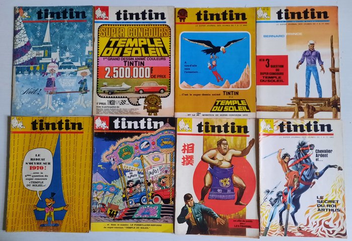 Tintin (magazine) - Le Temple du Soleil - publication complète Belvision + dossier - 20 Tal - Første belgiske udgave - 1969/1970