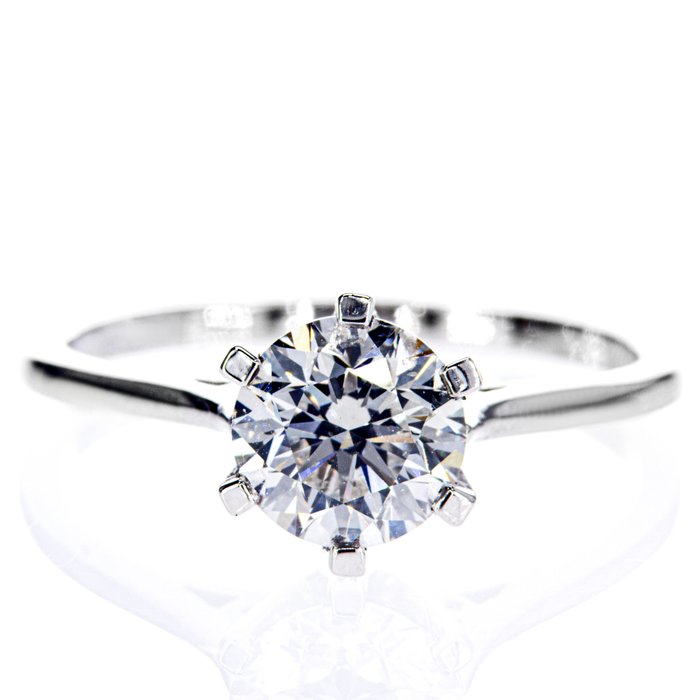 Ingen mindstepris - Forlovelsesring - 14 karat Hvidguld -  132ct tw Diamant (Natur)