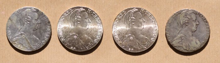 Østrig. Maria-Theresia. 1 Thaler (taler) 1870 restrike (4 pieces silver)  (Ingen mindstepris)