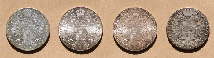 Østrig. Maria-Theresia. 1 Thaler (taler) 1870 restrike (4 pieces silver)  (Ingen mindstepris)