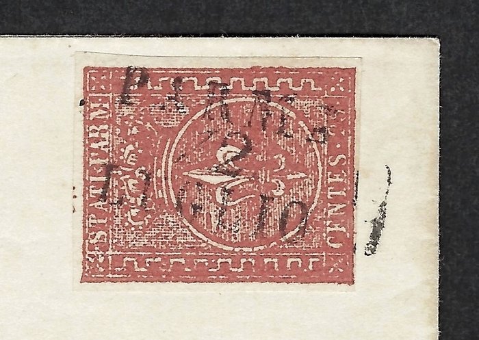 Antikke Italienske Stater - Parma 1855/1853 - Giglio Borbonico e corona ducale 25c bruno rosso på brev til Milano - Sassone. nº 8