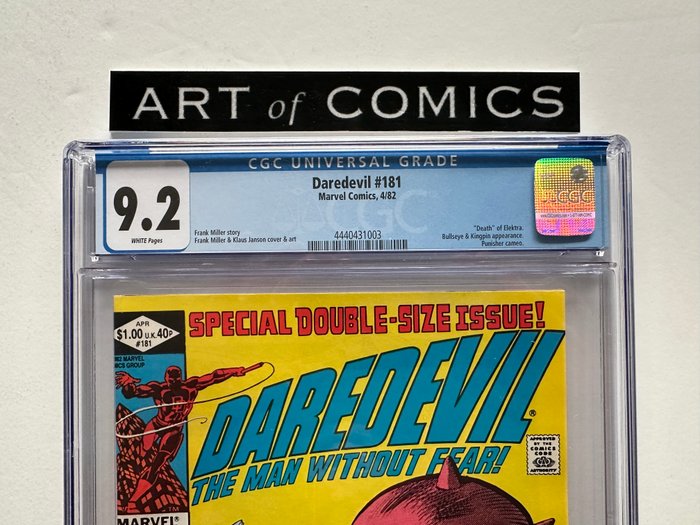 Daredevil #181 - Death Of Elektra Bullseye, Kingpin Appearance - CGC Graded 9.2 - Very High Grade!!- Key Book - White Pages!! - 1 Graded comic - Første udgave - 1982