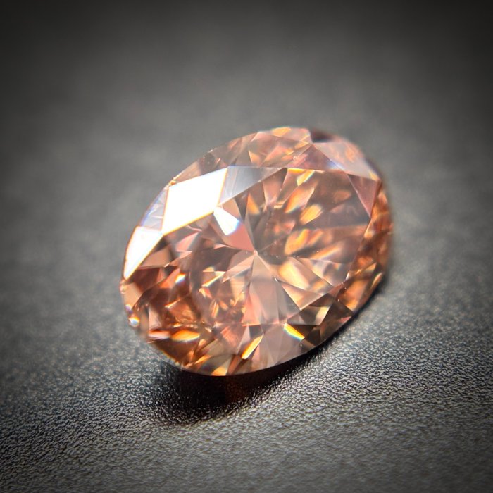 1 pcs Diamant  (Naturfarvet)  - 0.51 ct - Oval - Fancy vivid Orange nuance, Rosa Brun - SI1 - Antwerp Laboratory for Gemstone Testing (ALGT)