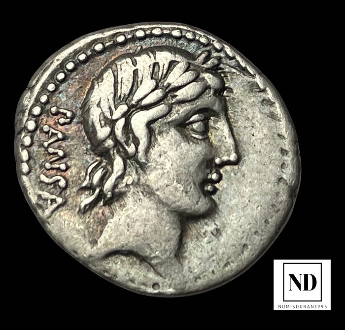 Romerska republiken. C. Vibius C. f. Pansa, c. 90 f.Kr.. Denarius Roma