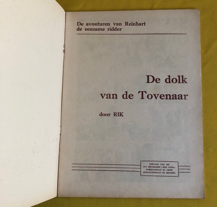 Ridder Reinhart 4 De dolk van de tovenaar - Uitgeverij N.V. Het Volk - 1 Album - Første udgave - 1959