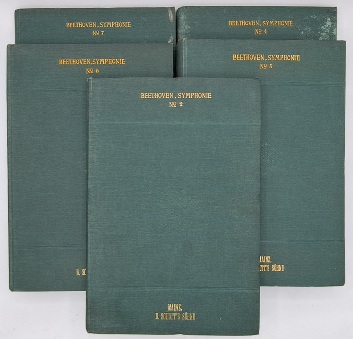 Ludwig van Beethoven - Frühe gestochene Ausgaben der Symphonien Nr. 2, 3 (Eroica), 4, 5 (Schicksals-Sinfonie), 7 - 1869