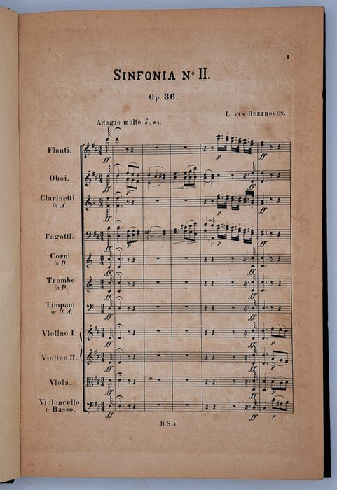 Ludwig van Beethoven - Frühe gestochene Ausgaben der Symphonien Nr. 2, 3 (Eroica), 4, 5 (Schicksals-Sinfonie), 7 - 1869