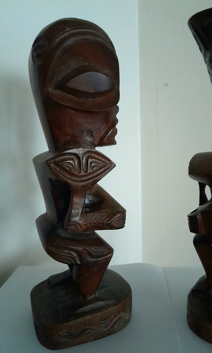 Skulptur - Tiki par 32 cm - Marquesas-øerne  (Ingen mindstepris)