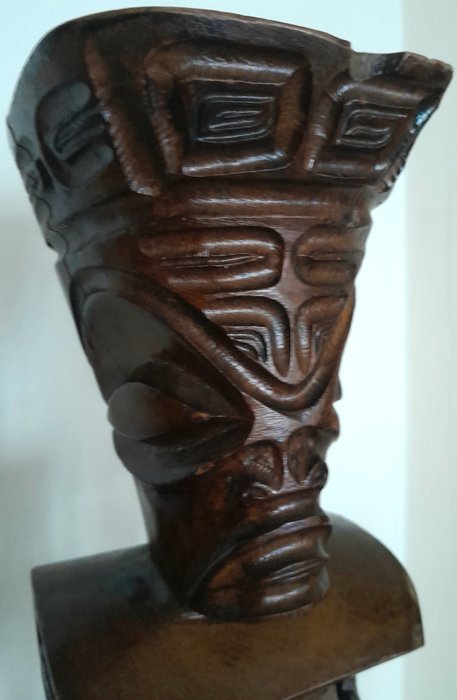 Skulptur - Tiki par 32 cm - Marquesas-øerne  (Ingen mindstepris)