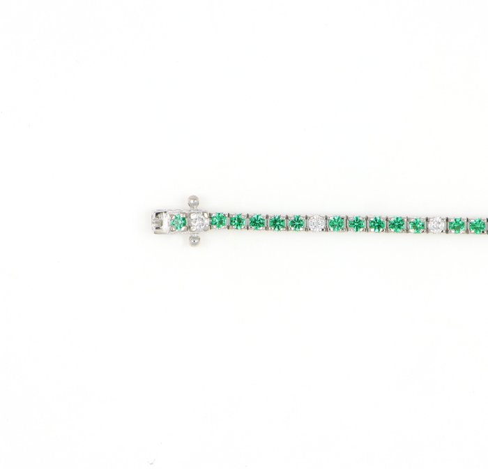 Ingen mindstepris - Armbånd - 18 kraat Hvidguld -  2.00ct. tw. Smaragd - Diamant