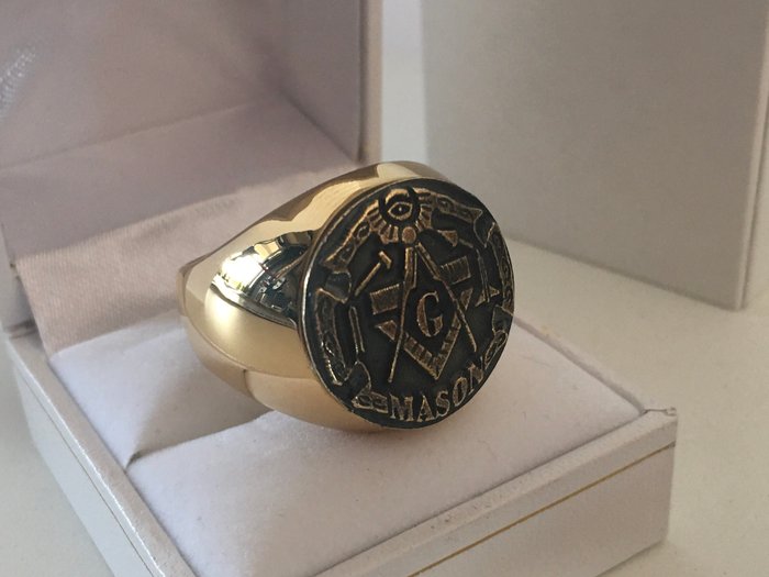 Master Mason Maonic Symbols Supreme Honor 24 karat guldbelagt - Ring