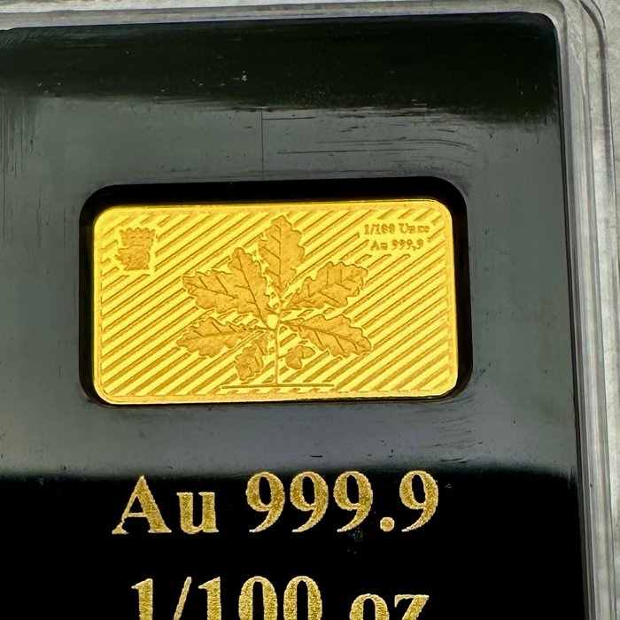 Tyskland. Gold Bar 75 anos Alemania, 1/100 Oz (.999) Proof  (Ingen mindstepris)