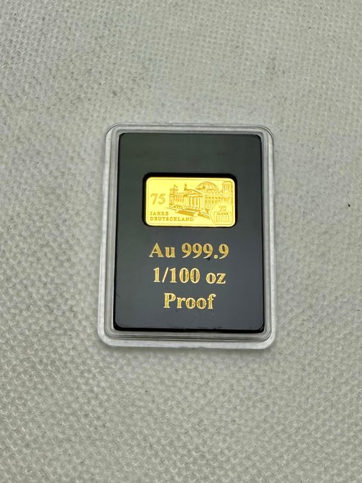 Tyskland. Gold Bar 75 anos Alemania, 1/100 Oz (.999) Proof  (Ingen mindstepris)