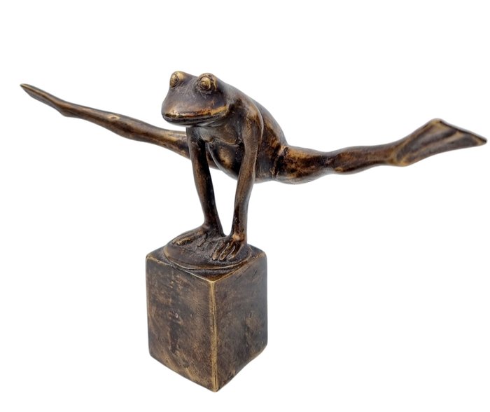 Statuette - Jumping frog - Bronze