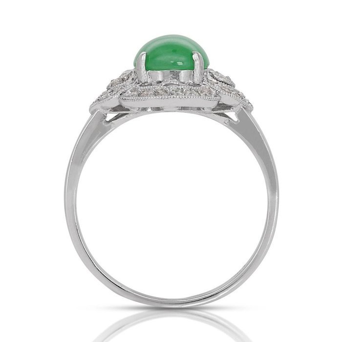 Ring - 18 kraat Hvidguld -  2.03ct. tw. Jade - Diamant