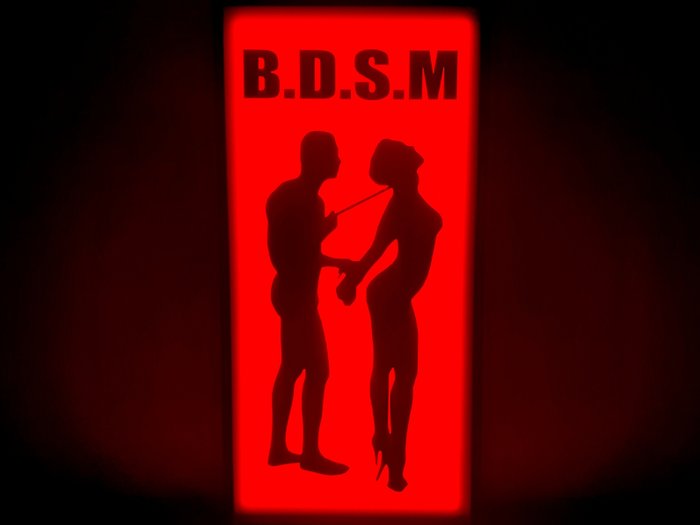 Reklameskilt med baggrundsbelysning - Amsterdam Red-lights District B.D.S.M. - Stål, Plexiglas