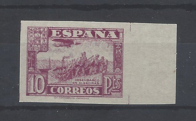 Spanien 1936 - Variety farve 10 Pts Defence Board - Edifil Esp. nº 813ccbs