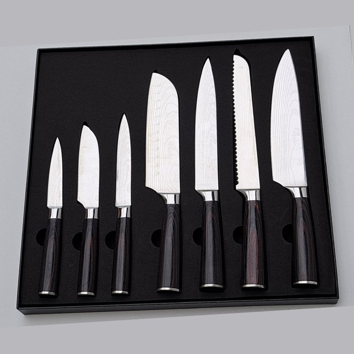 Shinrai Japan - 7 Piece professional knives set - Stainless Steel - Køkkenkniv - Rustfrit stål - Japan