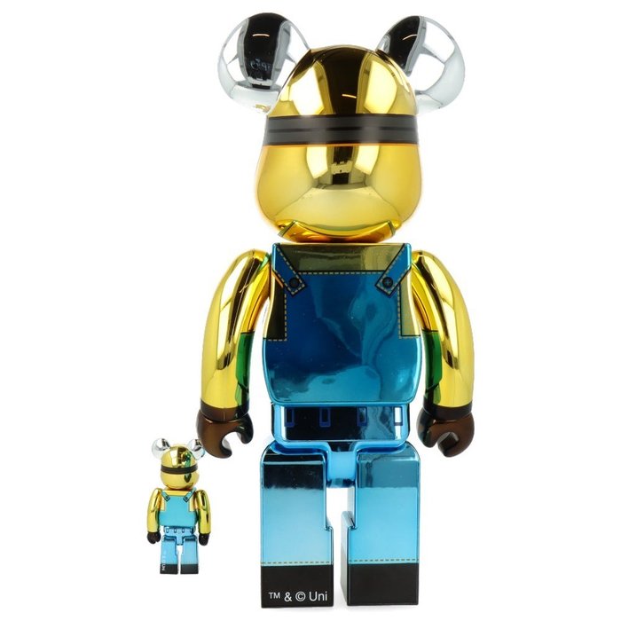 Medicom Toy Be@rbrick - Minion Dave (Chrome ed) 400%  100% Bearbrick set