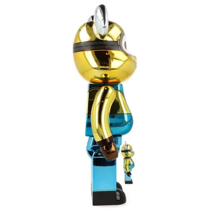 Medicom Toy Be@rbrick - Minion Dave (Chrome ed) 400%  100% Bearbrick set