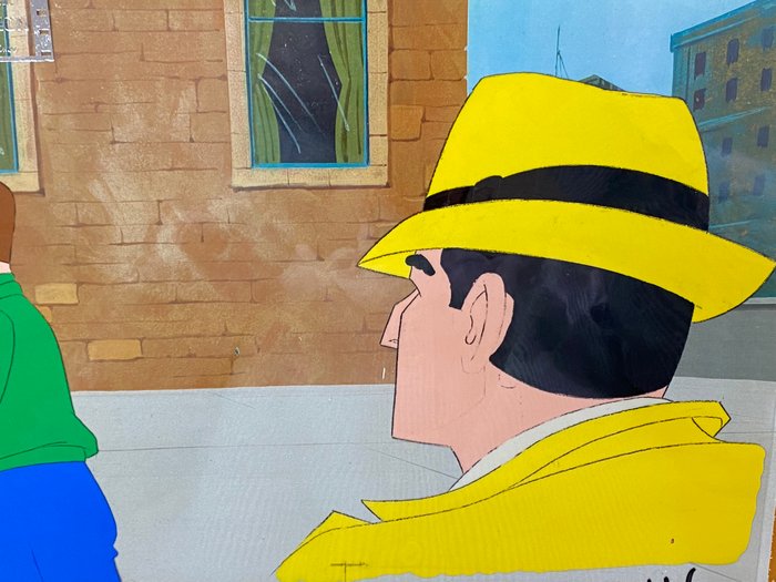 The Dick Tracy Show (1961-62) - 1 Original animationstegning og cel med trykt baggrund - stemplet + mappe